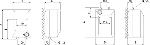 Gorenje TEGS 5 U - Acumulador de agua caliente, 5 l, eficiencia energética A, protección bimetálica, 2 kW, bajo mueble, sin presión, 1 unidad, color blanco