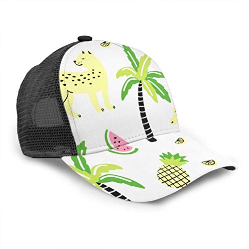 Gorra de béisbol Hombres Mujeres, Linda Jirafa Leopardo Palma Ajustable Camionero Malla Verano ventilado Gorra de béisbol Sol Gorra Sombrero Lavadora para Gorras de béisbol