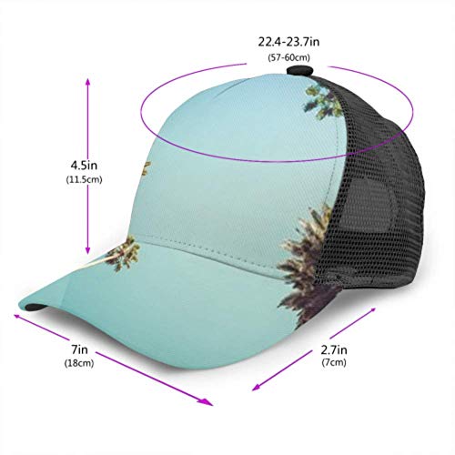 Gorra de béisbol Hombres Mujeres, Redeo Los Ángeles Vintge Palm Trees Ajustable Trucker Mesh Summer Vented Baseball Sun Cap Sombrero Sombrero Lavadora para Gorras de béisbol