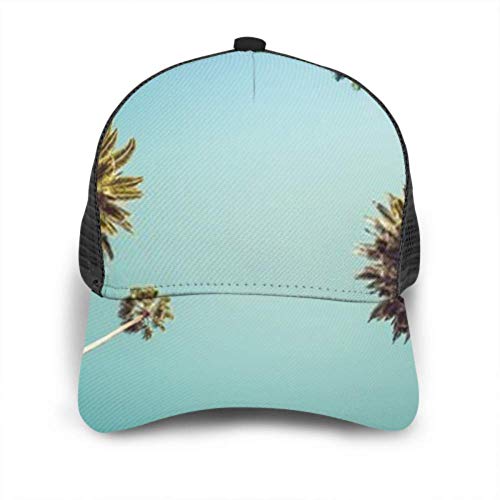 Gorra de béisbol Hombres Mujeres, Redeo Los Ángeles Vintge Palm Trees Ajustable Trucker Mesh Summer Vented Baseball Sun Cap Sombrero Sombrero Lavadora para Gorras de béisbol