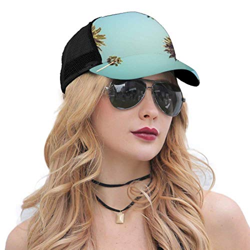 Gorra de béisbol Hombres Mujeres, Redeo Los Ángeles Vintge Palm Trees Ajustable Trucker Mesh Summer Vented Baseball Sun Cap Sombrero Sombrero Lavadora para Gorras de béisbol