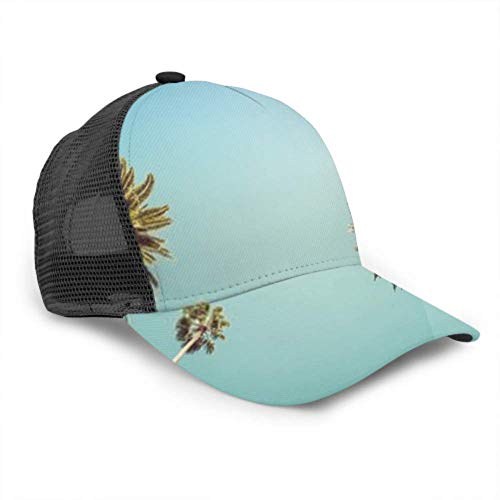 Gorra de béisbol Hombres Mujeres, Redeo Los Ángeles Vintge Palm Trees Ajustable Trucker Mesh Summer Vented Baseball Sun Cap Sombrero Sombrero Lavadora para Gorras de béisbol