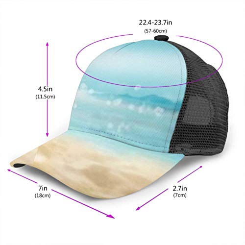 Gorra de béisbol Hombres Mujeres, Vista Abstracta Sandy Beach Palm Tree Ajustable Trucker Mesh Summer Vented Baseball Sun Cap Sombrero Sombrero Lavadora para Gorras de béisbol