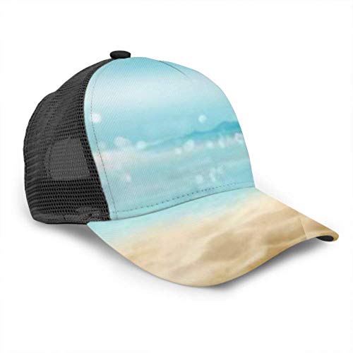 Gorra de béisbol Hombres Mujeres, Vista Abstracta Sandy Beach Palm Tree Ajustable Trucker Mesh Summer Vented Baseball Sun Cap Sombrero Sombrero Lavadora para Gorras de béisbol