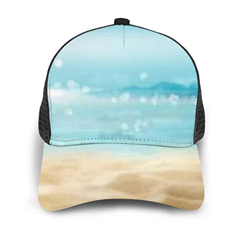 Gorra de béisbol Hombres Mujeres, Vista Abstracta Sandy Beach Palm Tree Ajustable Trucker Mesh Summer Vented Baseball Sun Cap Sombrero Sombrero Lavadora para Gorras de béisbol