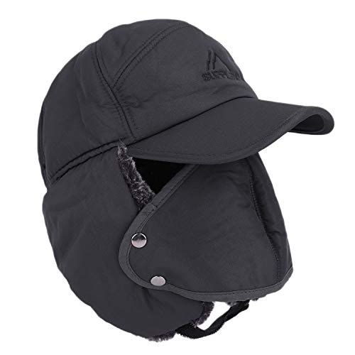 Gorro de invierno a prueba de viento con máscara bucal Trooper Hat gorro con capucha térmica con orejeras bufanda cálida - Gris - talla única