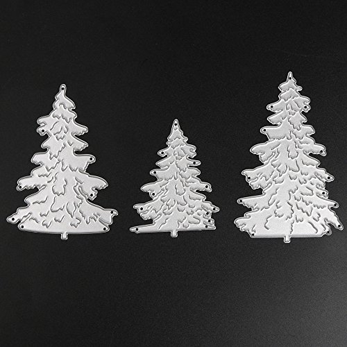 Gosear 3 Piezas Troqueles Scrapbooking, Acero al Carbono árbol de Navidad en Relieve Troqueles de Corte Plantillas Molde Conjunto para Bricolaje Scrapbooking álbum de Papel Tarjeta