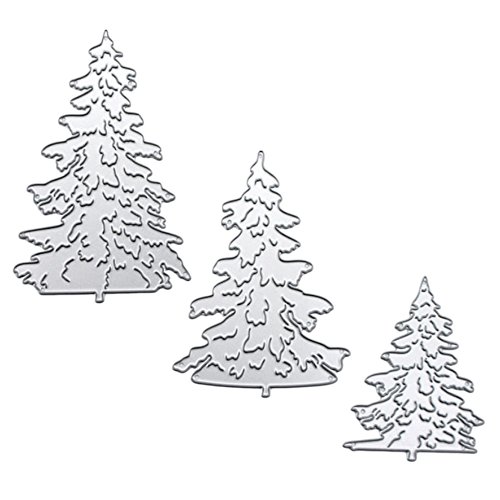 Gosear 3 Piezas Troqueles Scrapbooking, Acero al Carbono árbol de Navidad en Relieve Troqueles de Corte Plantillas Molde Conjunto para Bricolaje Scrapbooking álbum de Papel Tarjeta