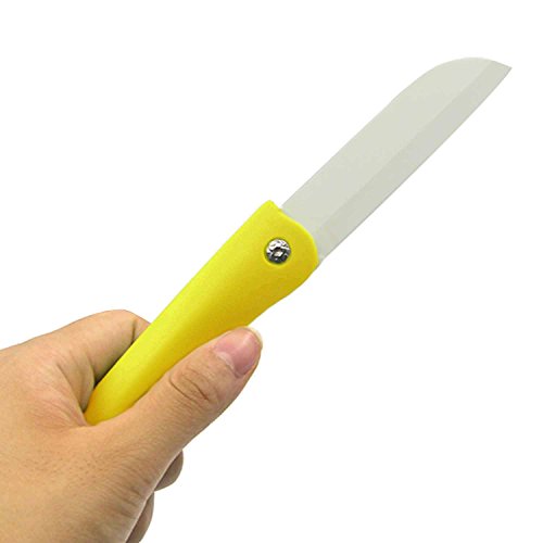 Gosear Cuchillo de Bolsillo Plegable, Portátil Navaja de Fruta Vegetales Pelador Cuchillos de Cocina Hoja Cerámica Cubiertos de Cocina (Cantidad 1, Color al Azar)