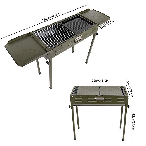 GOTOTO Barbacoa portátil al Aire Libre Parrilla de carbón Camping Hogar Estufa de Barbacoa Plegable Horno de Carbono 120 x 31 x 62cm