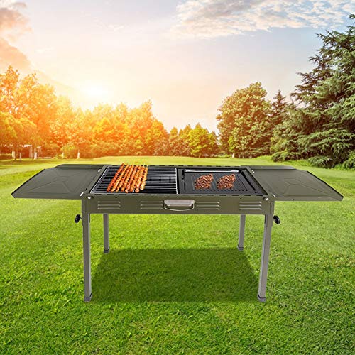 GOTOTO Barbacoa portátil al Aire Libre Parrilla de carbón Camping Hogar Estufa de Barbacoa Plegable Horno de Carbono 120 x 31 x 62cm