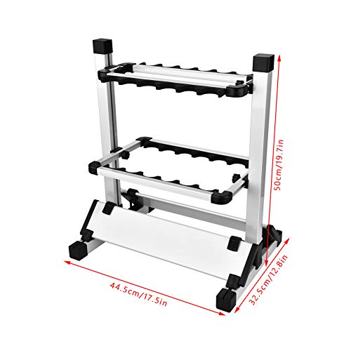 GOTOTOP Bastidor de Caña de Pescar Soporte de de Aleación de Aluminio para 12 Cañas de Pescar Ligero y Desmontable