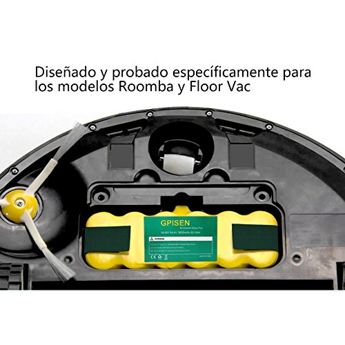 GPISEN 3800mAh Batería de Repuesto con 1 Cepillo Lateral para iRobot Roomba 500 600 700 Series (Type 1)