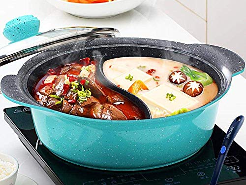 GPWDSN Olla Caliente Yin Yang Olla Caliente 28cm 2 Olla de Sopa Lateral Cazuela de Cocina Olla de Cocina Antiadherente Olla China