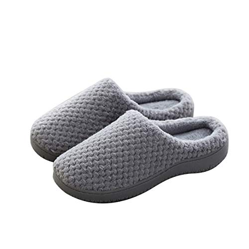 gracosy Zapatillas de Estar por Casa Mujer Hombre Interior Espuma Memoria Zapatillas Invierno Algodón Zapatilla Fieltro Caliente Pantuflas Pareja Slippers Suave Goma Antideslizante Transpirables