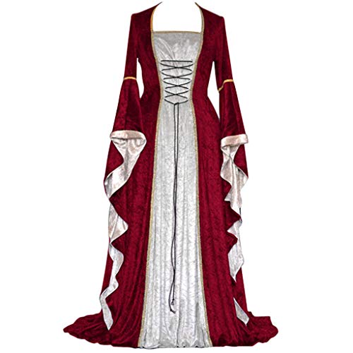 Gran Tamaño Vestido Victoriano Mujer Dress Largo Victoria Vintage Mujer para Fiesta Halloween Navidad Carnaval Falda Vintage con Mangas Llamaradas Gran Tamaño para Ceremonia y Eventos