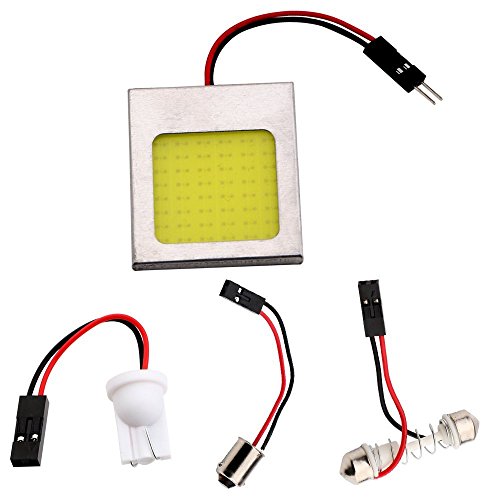 Grandview COB 48-SMD - Panel de luces LED de color blanco superbrillante, para interiores, con adaptadores T10 BA9S Festoon