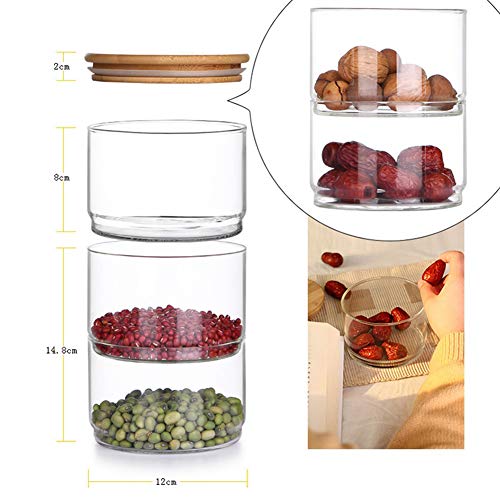 Granel cocina envase de alimento Conjunto de 3 Capas Mason Jar Borosilica de cristal para las especias de los frutos secos Ensalada de almacenamiento puede bowl