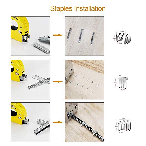 Grapadora Manual 3 en 1 con 1800 grapas -Pistola de Grapas resistente para tapicería, material de fijación, decoración, carpintería, muebles, para Madera