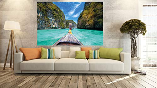 GREAT ART XXL Póster – Barco Largo Viaje Al Paraíso – Playa Naturaleza Sol Mar Decoración De Pared Ocean Bay Mural Tailandia Cartel De La Foto Y Decoración De La Costa (140 X 100 Cm)