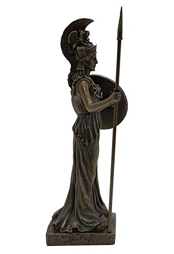 GreekCretanShop Diosa Griega Antigua Atenea/Minerva con Escudo (Estatua de Bronce Decorativa 20 cm)