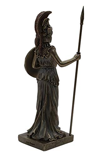 GreekCretanShop Diosa Griega Antigua Atenea/Minerva con Escudo (Estatua de Bronce Decorativa 20 cm)