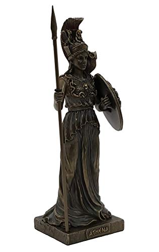 GreekCretanShop Diosa Griega Antigua Atenea/Minerva con Escudo (Estatua de Bronce Decorativa 20 cm)