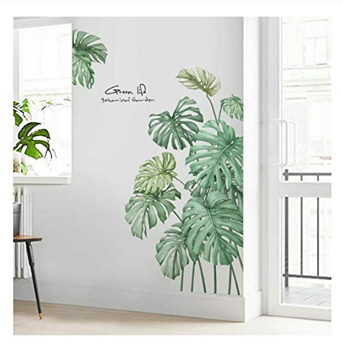 Green Palm Leaves Door Wall 3D Pegatina de nevera Mural Autoadhesivo Decoración para el hogar Pegatina 108x78cm