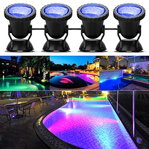 GreenSun Focos de interperie sumergibles, 4 in 1 RGB Focos de exterior para estanques, Focos de exterior de jardín para Estanque, Jardín