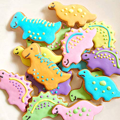 Gresunny 4 Piezas Moldes para galletas de dinosaurios Cortadores Galletas Acero Inoxidable Juego de Cortador de Galletas para Niños Molde de Galletas para Hornear Fondant Masa Pastelería Decoración