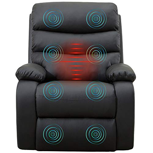 gridinlux. Sillón Relax Extra Acolchado Levanta Personas Negro. Elevación Automática con Mando, Reclinable, Masaje y Calor Lumbar. 8 Motores, 4 Zonas de Masaje, 5 Modos, Fácil de Limpiar