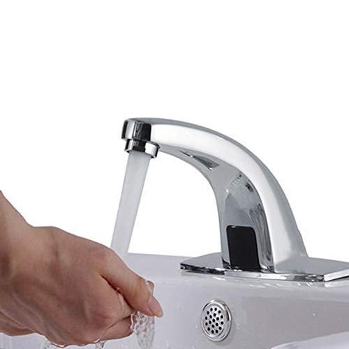 Grifo de agua con sensor de plata, grifo de lavabo, hogar frío y caliente para restaurante Fácil de instalar para baño