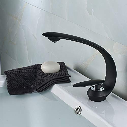 Grifo de Baño,Grifo de Lavabo Latón con Agua Fría y Caliente Disponible, Mezclador Monomando Lavabo， Estilo de Moderno