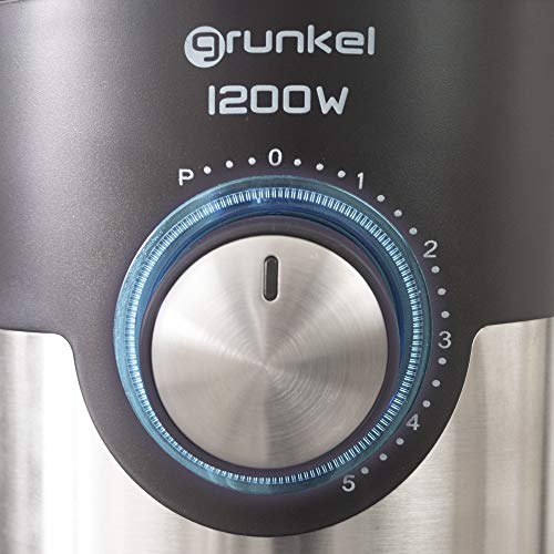 Grunkel - BAT-1200 Ice Titanium - Batidora de Vaso de Velocidad Regulable con 6 Cuchillas de Titanio. Función Turbo y Capacidad de 1,75L - 1200W - Negro y Acero Inoxidable