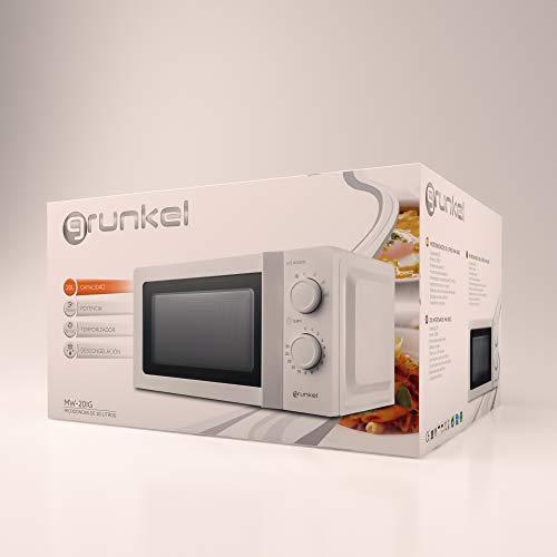 Grunkel - MW-20IG - Microondas blanco de 20 litros de capacidad y 6 niveles de potencia. Función descongelación y temporizador hasta 30 minutos - 700W - Blanco