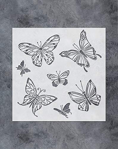 GSS Designs - Plantilla de mariposas para pintar sobre lienzo de pared, diseño de mariposas, 30 x 12 pulgadas, reutilizable para manualidades de pared (SL-082)