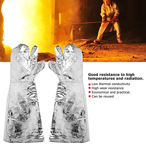 Guante Resistente a Altas Temperaturas, Papel de Aluminio 1000 ° C Alta Temperatura Resistente al Calor Soldadura Seguridad Trabajo Alargar Guante