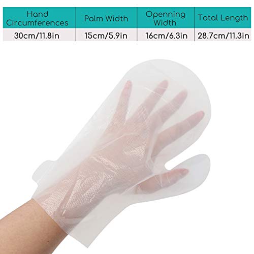 Guantes de cera de parafina de 200 piezas, guantes de mano de baño de parafina desechables más grandes y gruesos con pegatinas, guante de spa Therabath actualizado de plástico