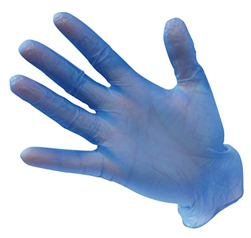 Guantes de Vinilo PVC Sin Polvo MAX GLOVES Desechables Especial Alérgicos Látex - 4,5 gr - Color Azul - 100 unidades (S (Pequeña))