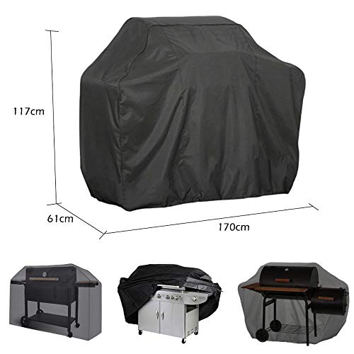 GUJIJI Funda para Barbacoa,Funda Protector para Barbacoa BBQ Cubierta de la Parrilla Impermeable Resistente al Desgarro,Anti-UV 210D Oxford Cubierta para Barbacoa con Cuerda de Bloqueo (170x61x117cm)