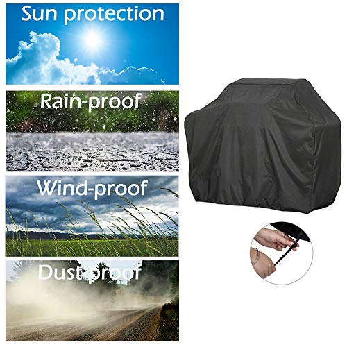 GUJIJI Funda para Barbacoa,Funda Protector para Barbacoa BBQ Cubierta de la Parrilla Impermeable Resistente al Desgarro,Anti-UV 210D Oxford Cubierta para Barbacoa con Cuerda de Bloqueo (170x61x117cm)