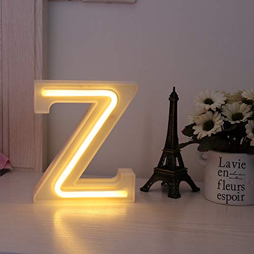 GUOCHENG - Luces LED de neón para letras de alfabeto, luz de letra, batería y USB Power Marquee, luces de neón para Navidad, boda, decoración de fiestas en el hogar Z