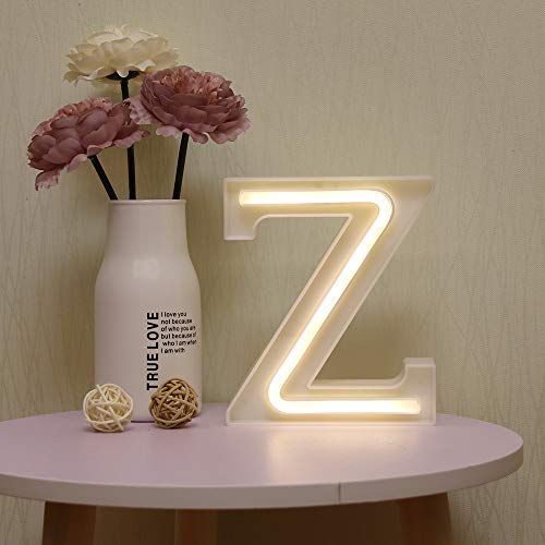 GUOCHENG - Luces LED de neón para letras de alfabeto, luz de letra, batería y USB Power Marquee, luces de neón para Navidad, boda, decoración de fiestas en el hogar Z