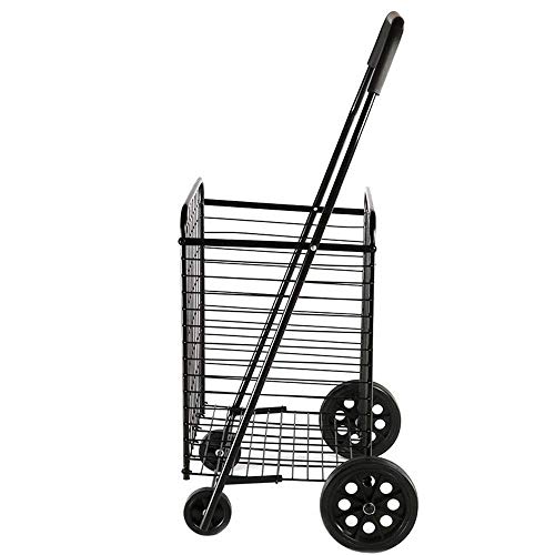 GUONING-L Compras Carrito de la compra con ruedas de 4 ruedas Carro autoservicio carrito de supermercado PLEGABLE MERCADO DE LAVADO DE UTILIDAD portátil (Negro) (Color: Negro, Tamaño: 44,5 * 52 * 97,5