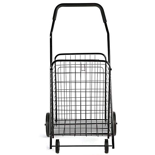 GUONING-L Compras Carrito de la compra con ruedas de 4 ruedas Carro autoservicio carrito de supermercado PLEGABLE MERCADO DE LAVADO DE UTILIDAD portátil (Negro) (Color: Negro, Tamaño: 44,5 * 52 * 97,5