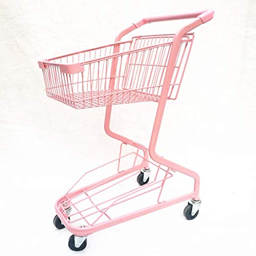 GUONING-L Compras Portátil Plegable Doble Hierro Forjado Carrito de Carro Rosa Carrito