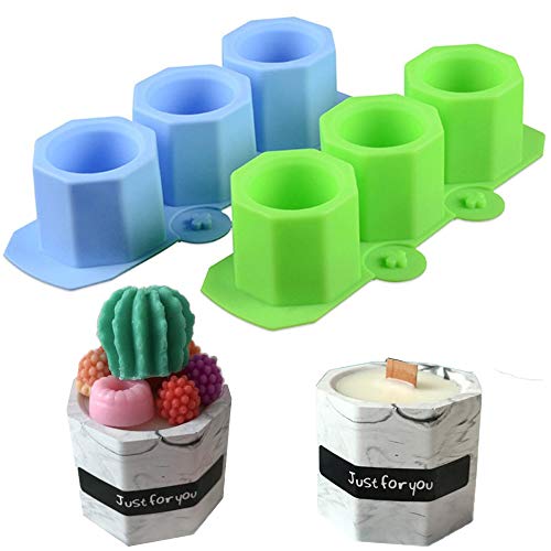 Gurxi 2 Piezas Moldes de Silicona para Macetas para Manualidades Moldes Plantas Suculentas Macetero para Manualidades Velas Hacer Pasteles Pizza Gelatina Microondas y Molde para Congelador(Verde Azul)