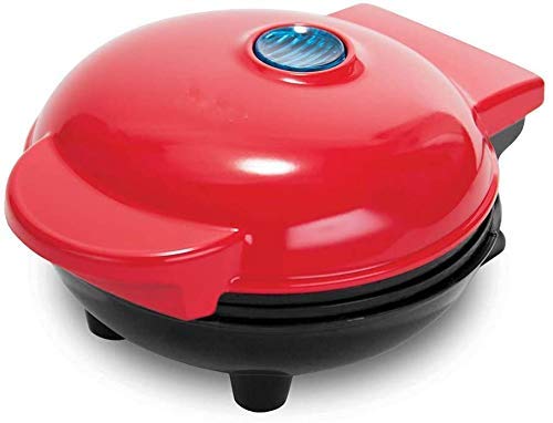 GWFVA Home Mini waflera eléctrica, la máquina para panqueques Individuales, Galletas, Huevos y Otros desayunos, almuerzos o refrigerios para Llevar - Rojo