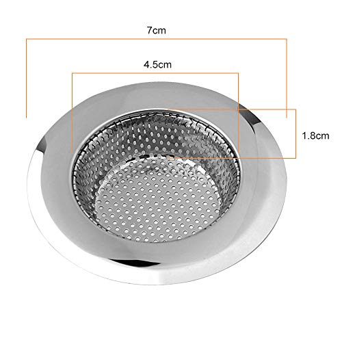 Gwolf Colador de fregadero de cocina, filtro de colador de desagüe de fregadero, colador de tapón de fregadero, filtros de desagüe de fregadero de acero inoxidable, colador de fregadero de metal,7CM