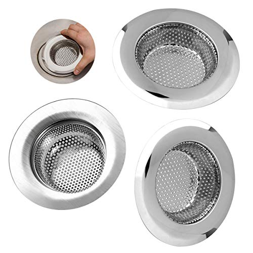 Gwolf Colador de fregadero de cocina, filtro de colador de desagüe de fregadero, colador de tapón de fregadero, filtros de desagüe de fregadero de acero inoxidable, colador de fregadero de metal,7CM